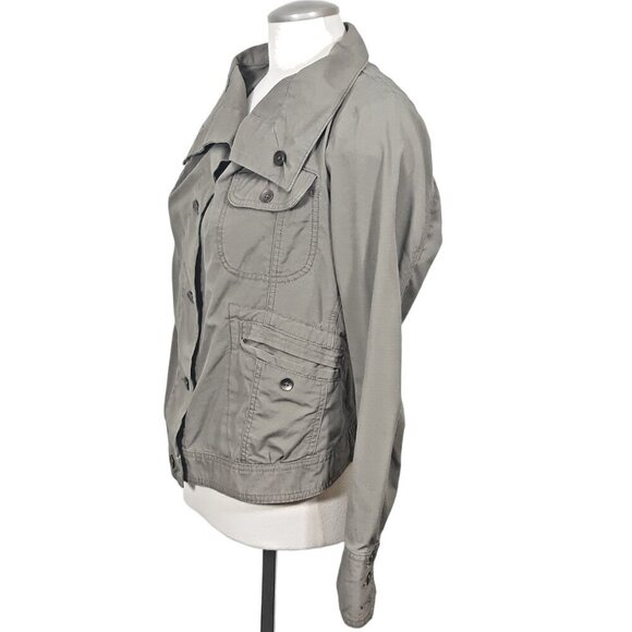 Eddie Bauer Ripstop Utility Jacket Womens S Olive Green Khaki Safari Outdoor - Picture 2 of 6